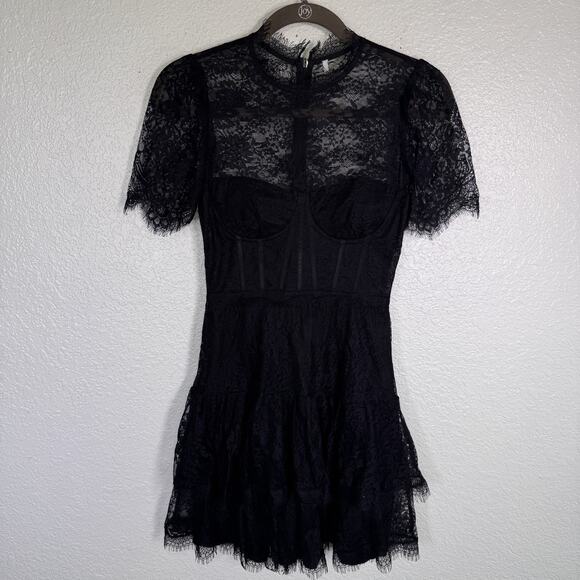 ASTR The Label Dresses & Skirts - ASTR The Label Leilani Lace Bustier Mini Dress Womens XS Lace Black Whimsigoth